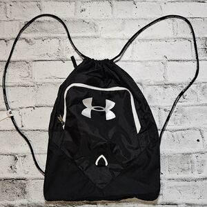 Under Armour Drawstring Backpack Black Gym Sack Cinch Bag Sport